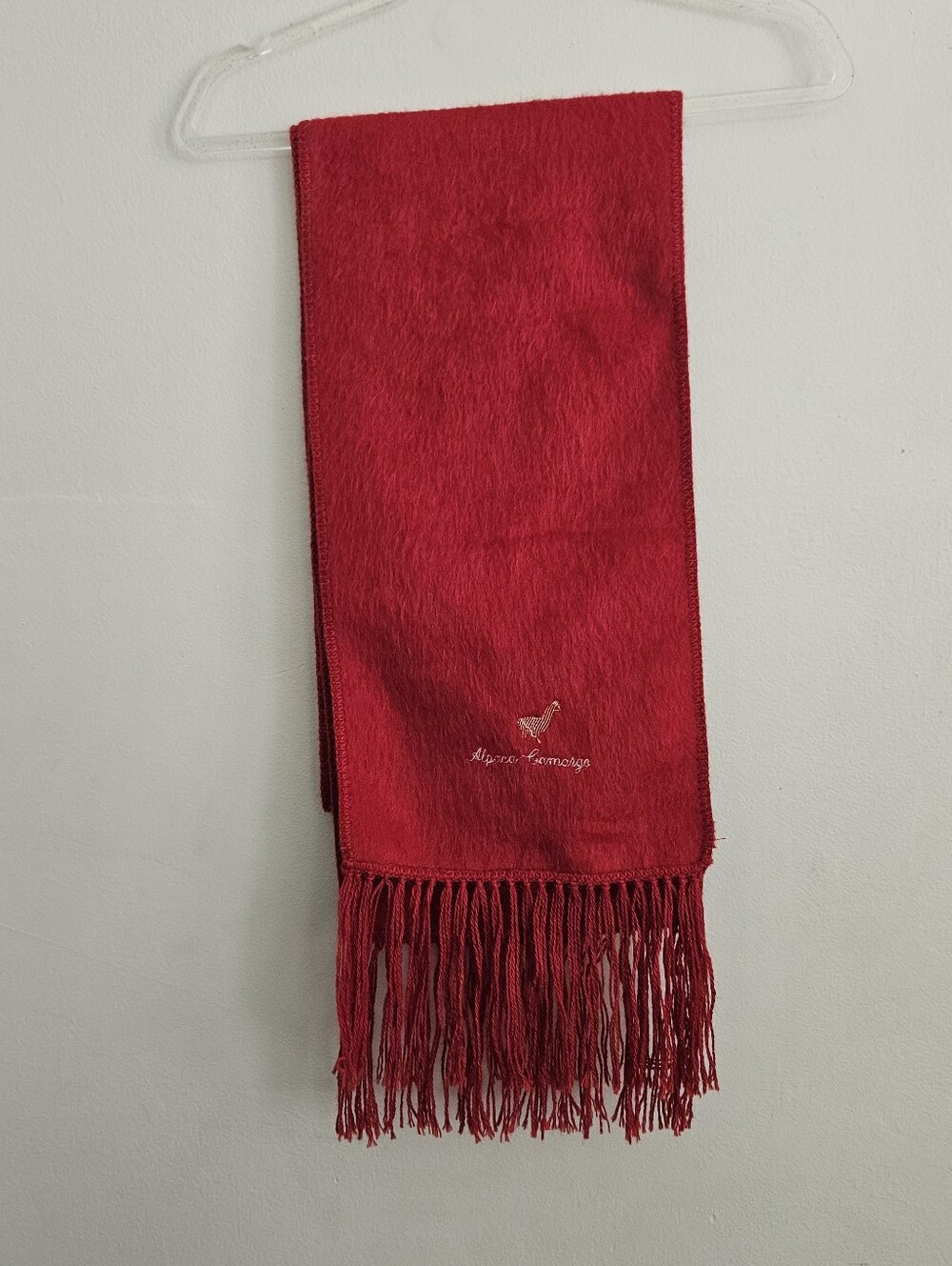 Alpaca Camargo Red Fringed 100% Alpaca Wool Scarf